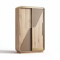 Modern wooden wardrobe with sliding doors and golden accents 90 x 45 x 120cm