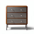 Three-drawer nightstand with wooden frame and gray fronts 50 x 40 x 75cm