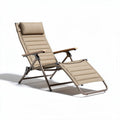 Wooden reclining lounge chair with adjustable backrest and footrest