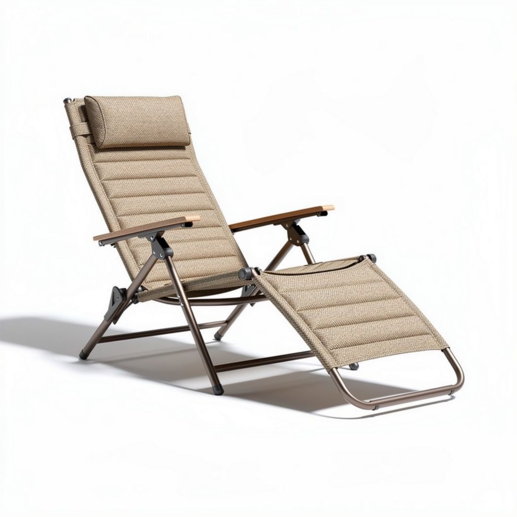 Wooden reclining lounge chair with adjustable backrest and footrest