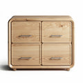 Natural wood storage cabinet with four drawers and rounded edges 60 x 40 x 40cm