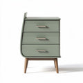 White bedside table with gold legs features two drawers and ribbed design 50 x 40 x 60cm