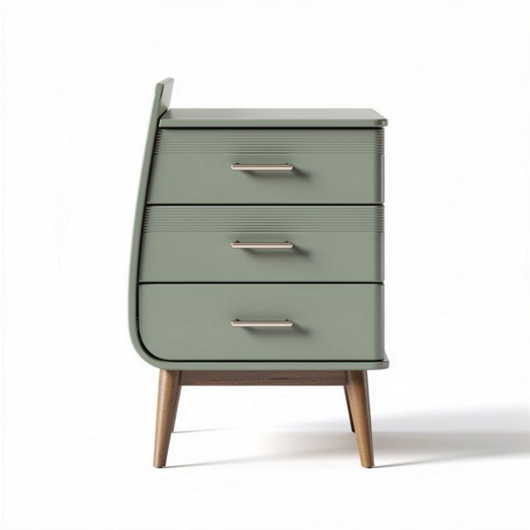 White bedside table with gold legs features two drawers and ribbed design 50 x 40 x 60cm
