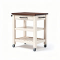 Utility kitchen cart with wood top and storage shelf 80 x 50 x 90cm