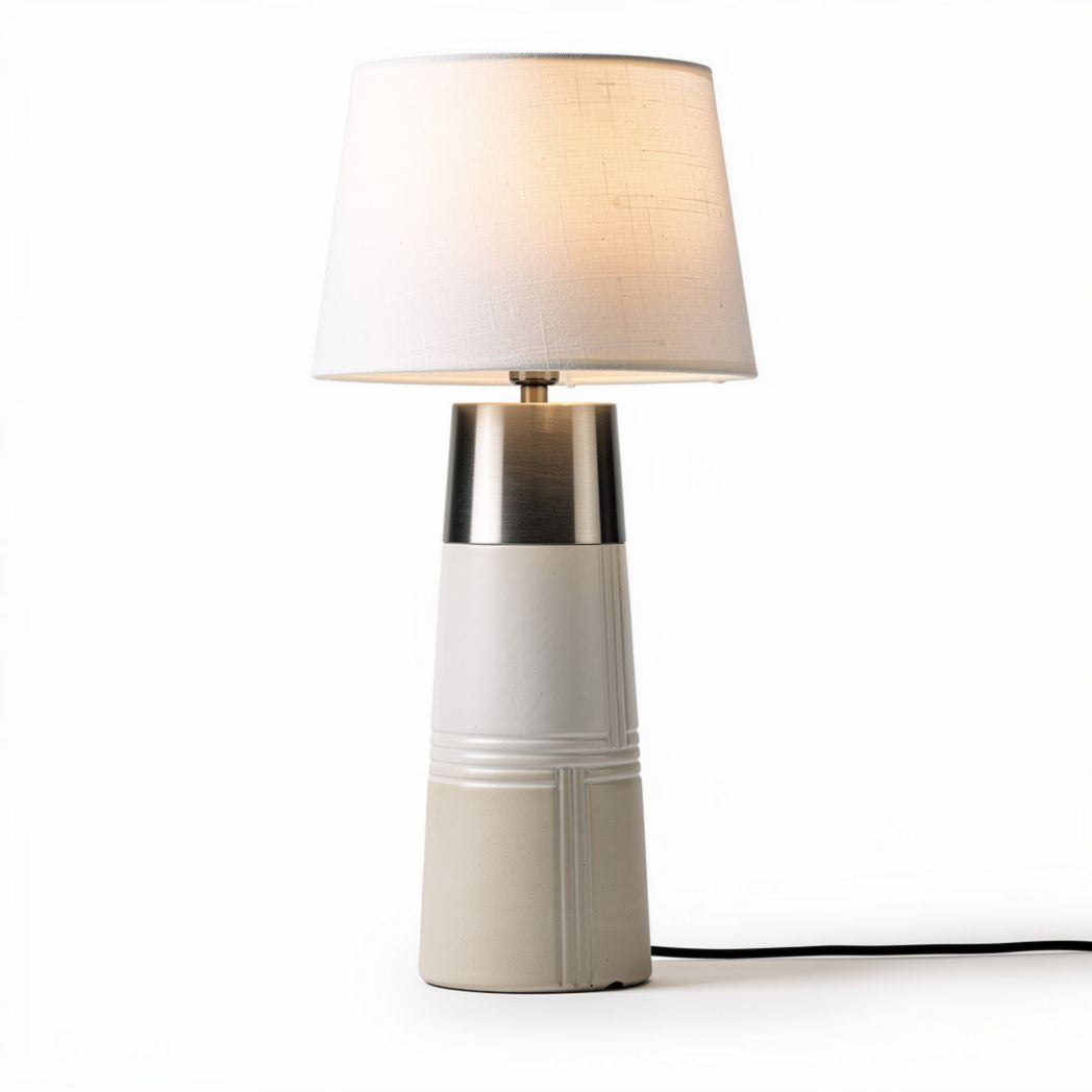 Ceramic table lamp with white shade and metal accents 20 x 20 x 40cm