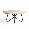 Round wooden coffee table with black metal legs 100 x 100 x 40cm