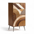 Wooden hexagon patterned cabinet with multiple finishes for storage 80 x 40 x 70cm